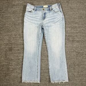 HATCH Maternity Denim Jeans Women 30 Straight Leg Cropped Raw Hem Light Wash